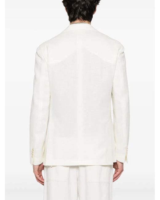 Lardini White Basketweave Blazer for men