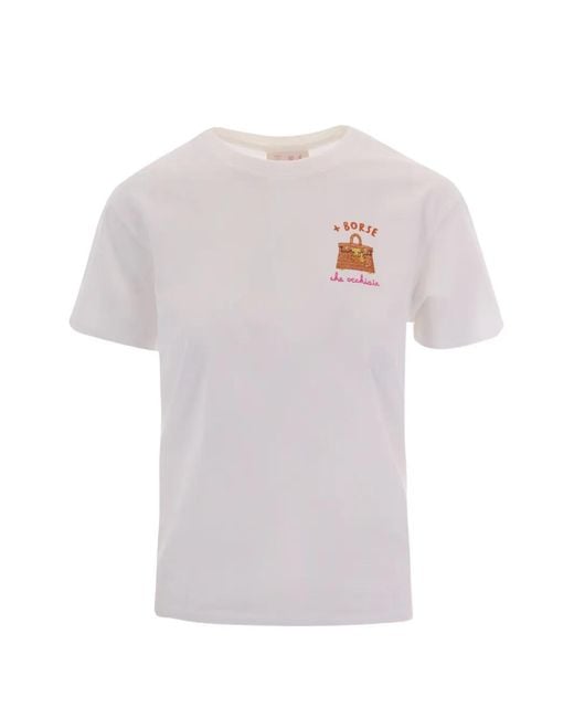 Mc2 Saint Barth White Emilie Rhinestone-Embellished T-Shirt