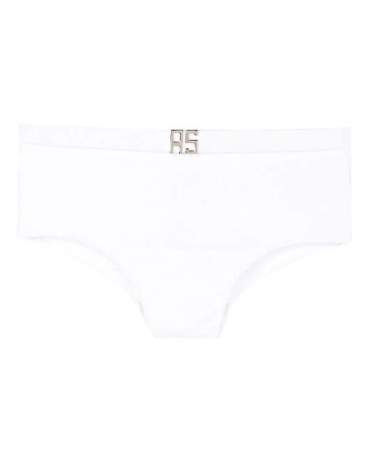 Amir Slama White Textured Logo-Plaque Swimming Trunks for men