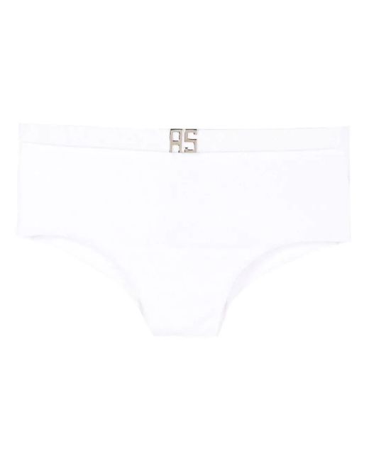 Amir Slama White Textured Logo-Plaque Swimming Trunks for men