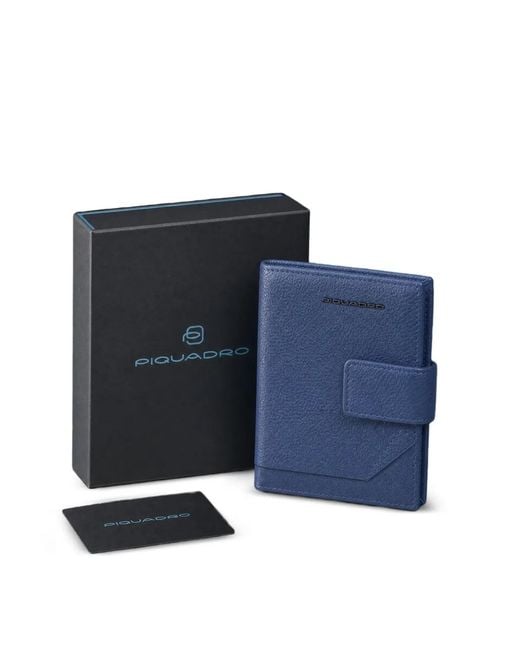 Piquadro Blue Pebbled-Leather Wallet for men