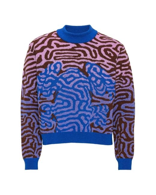Henrik Vibskov Blue Labyrinth Knitted Sweater for men
