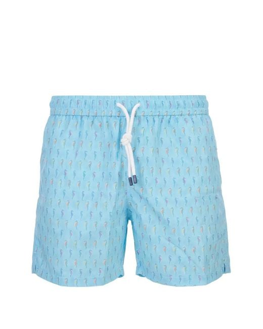 Fedeli Blue Short De Bain À Imprimé Graphique for men