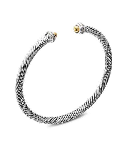 David Yurman Multicolor 18Kt And Sterling Classic Cable Diamond Bracelet (4Mm)