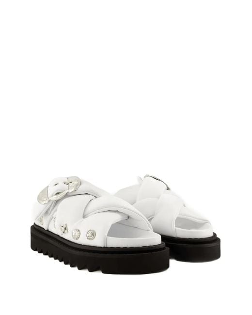 Toga White Studded Slides
