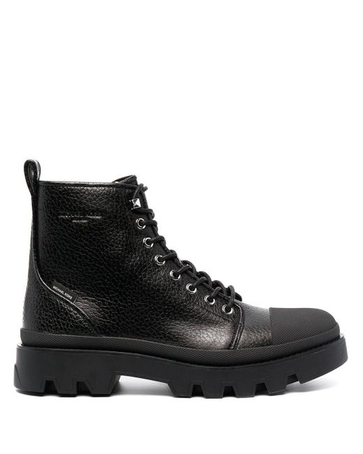 MICHAEL Michael Kors Black Side Zip Combat Boots for men
