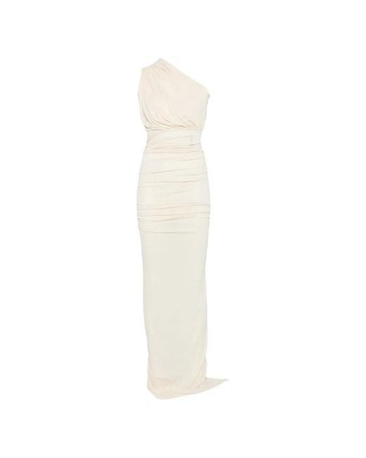 Rick Owens White Avra One-Shoulder Draped Maxi Dress