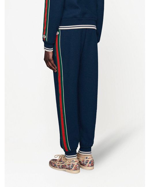 Pantalon de jogging à bord Web Gucci pour homme en coloris Bleu | Lyst