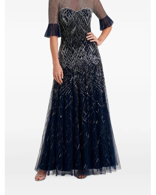 Temperley London Blue Sequin-Embellished Gown
