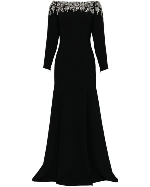 Jenny Packham Black Rosabel Crystal-embellished Gown