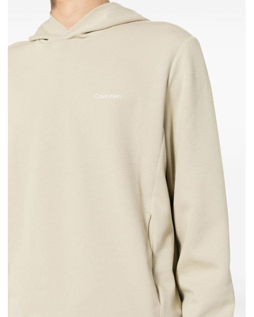Calvin Klein White Logo-print Cotton-blend Hoodie for men