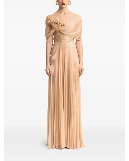 Gemy Maalouf Natural Draped-Panel Gown