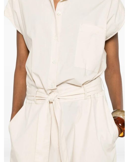 Roberto Collina White Belted Button-Up Jumpsuit