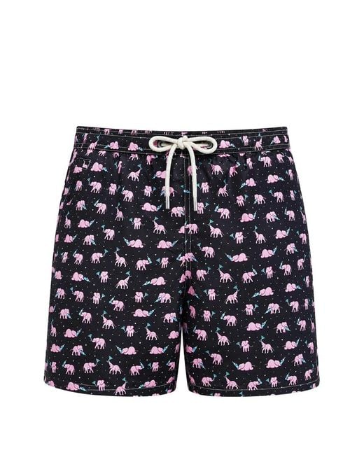 Mc2 Saint Barth Blue Lighting Micro Fantasy Elephant-Print Swim Shorts for men