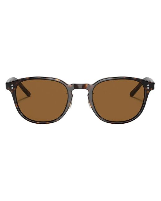 Oliver Peoples Brown Fairmont Sun-F Round-Frame Sunglass