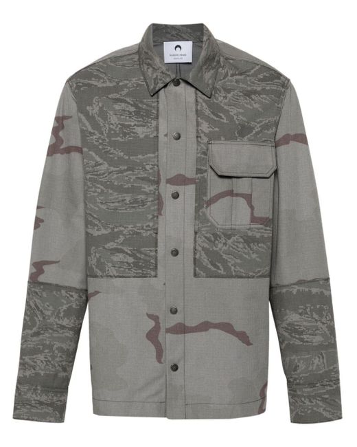 MARINE SERRE Gray Camouflage Print Overshirt for men