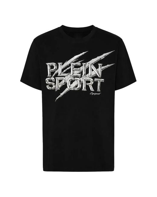 Philipp Plein Black Logo-Print Round-Neck T-Shirt for men