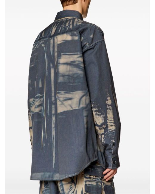 DIESEL Cargoshirt mit Knitter-Effekt-Print in Gray für Herren