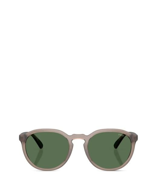 Polo Ralph Lauren Green Matte Round Sunglasses for men