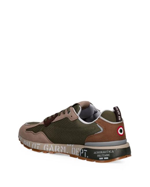 Aeronautica Militare Brown Logo-Embroidered Panelled Sneakers for men