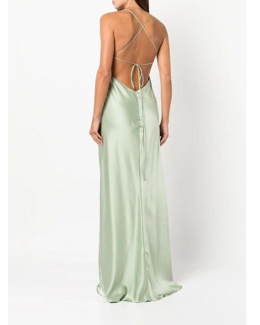 Michelle Mason Green Cut-Out Detail Silk Gown
