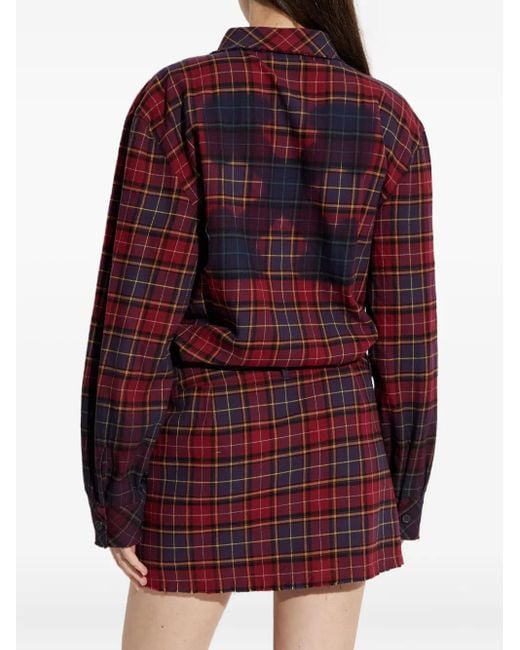 Off-White c/o Virgil Abloh Red Checked Shirt Dress