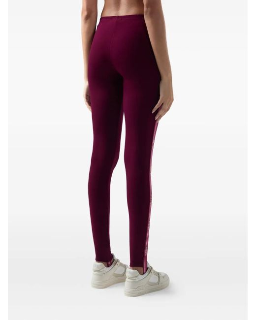 Gcds Purple Logo-Tape Piquet Leggings