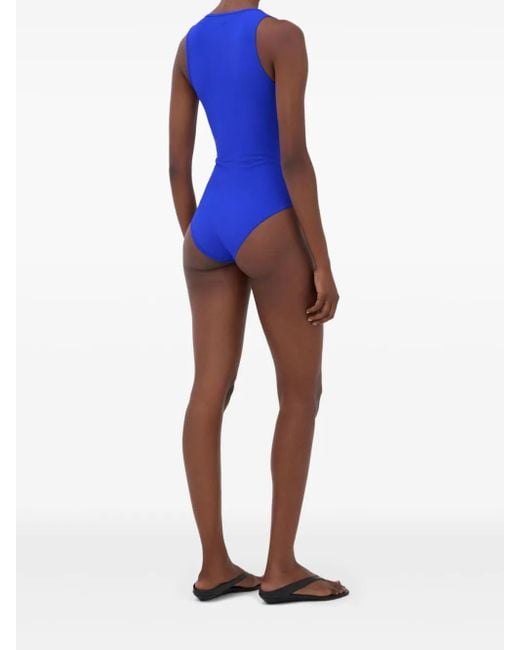 Loulou de Saison Blue Plunging Scoop-Neck Swimsuit