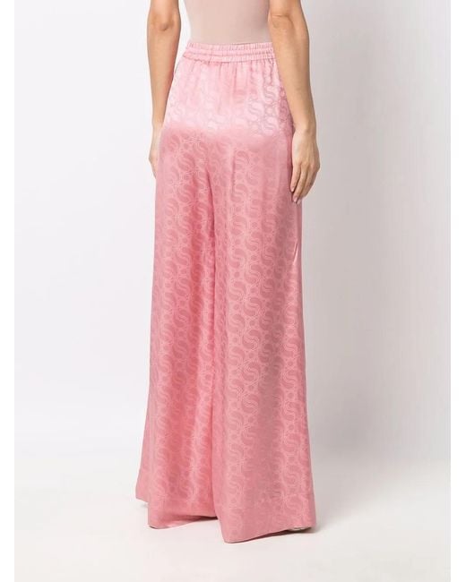 Stella McCartney Pink Logo-Print Palazzo Trousers