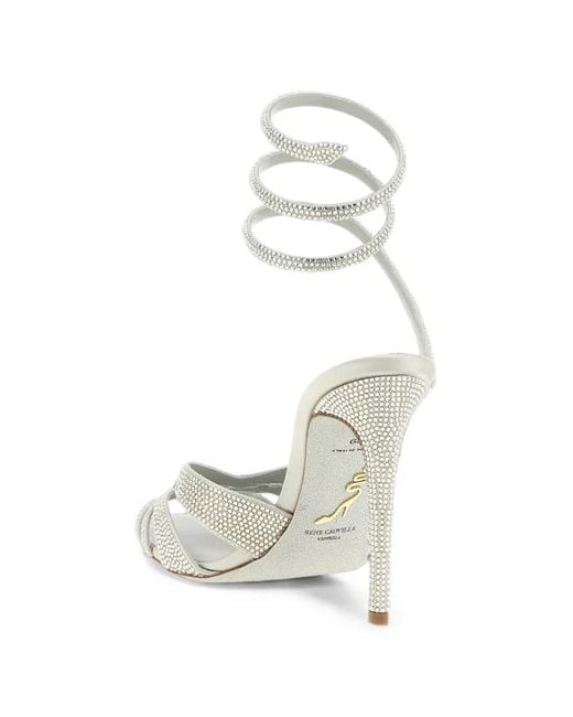 Rene Caovilla White Dania Crystal-Embellished Sandals