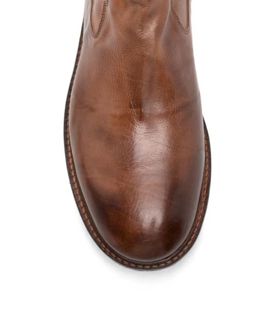 Moma Brown Side-Zip Leather Ankle Boots for men