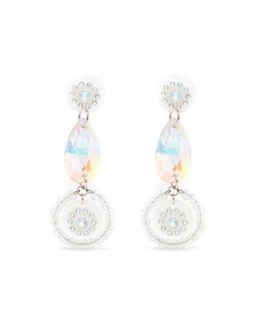 Amir Slama White Crystal-Embellished Drop Earrings