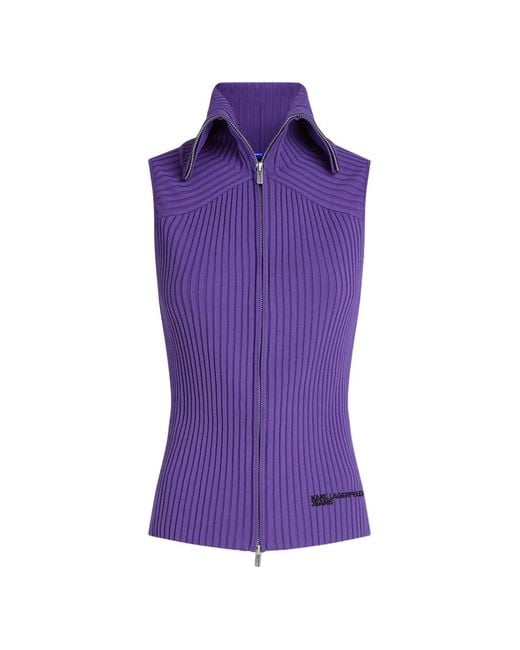 Karl Lagerfeld Purple Zip Knit Vest