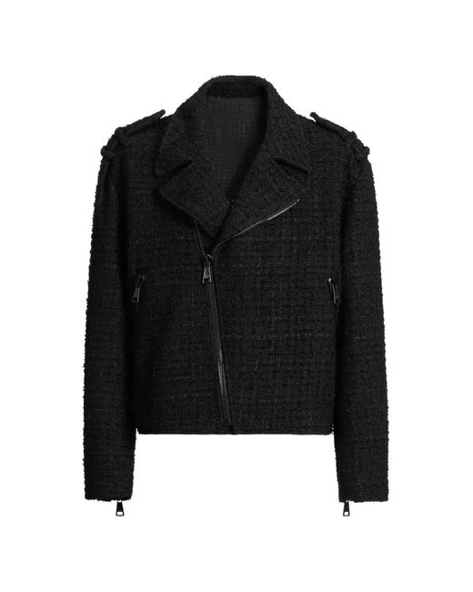 Balmain Black Tweed Biker Jacket for men