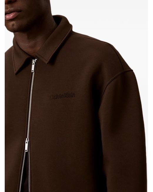 Calvin Klein Brown Logo-Embroidered Zip-Up Jacket for men