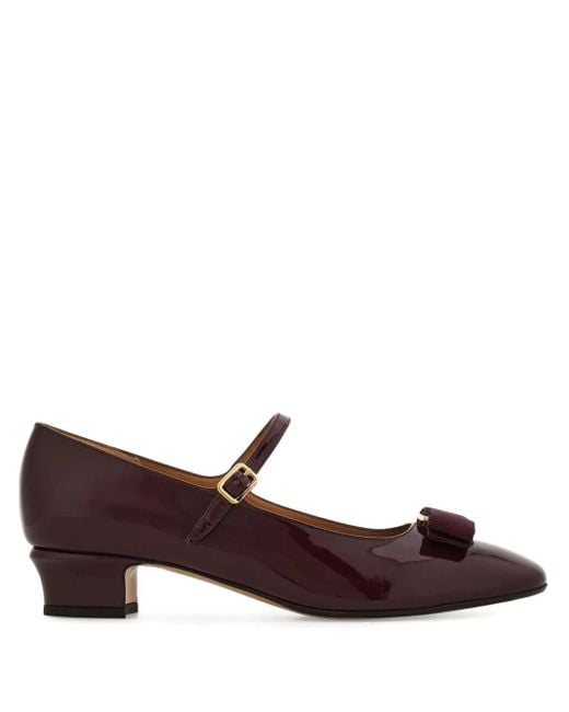 Ferragamo Brown 30Mm Vara-Bow Mary Jane Pumps