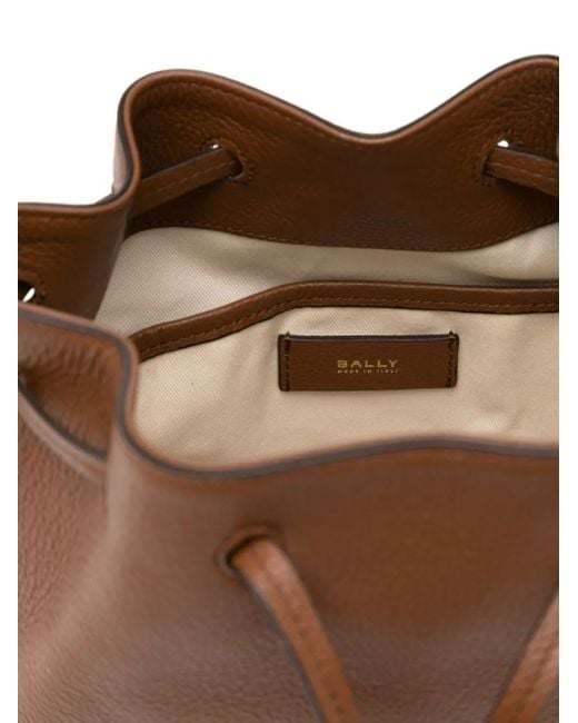 Bally Brown Leather Drawstring Bucket Bag
