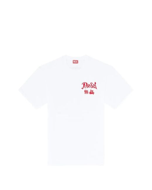 DIESEL White T-Shirt À Imprimé Graphique for men
