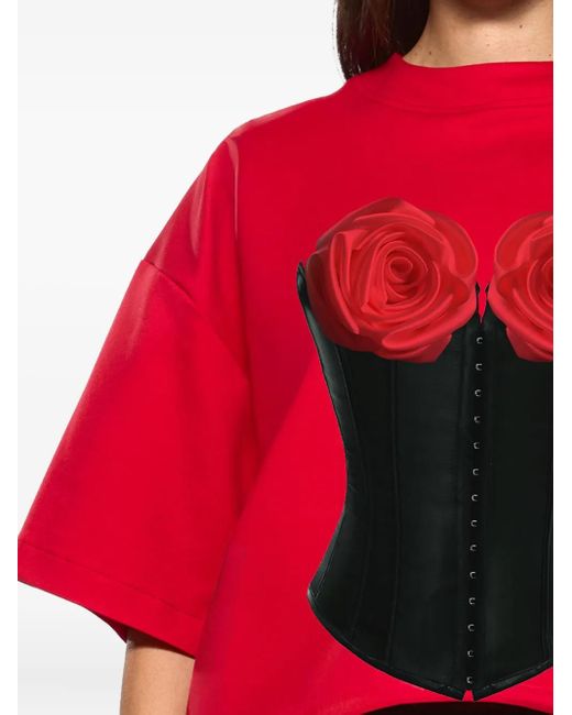 Camiseta Charmante con corsé Hamza de color Red