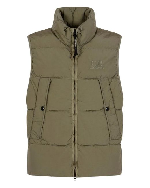C P Company Green Funnel-Neck Padded Gilet for men