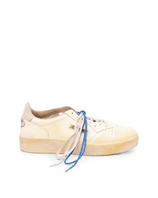 Autry Natural Medalist Distressed Leather Sneakers for men
