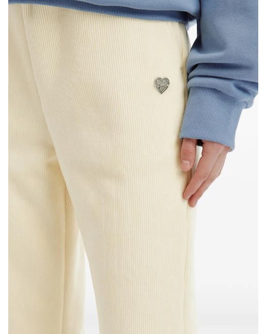 Chocoolate White Corduroy-Effect Wide-Leg Trousers