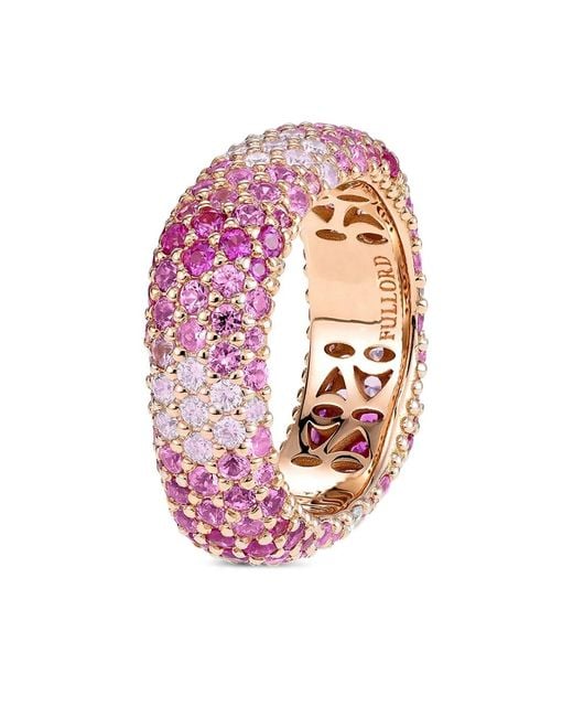 FULLORD Women's Pink 18K Rose Sapphire And Diamond Ring