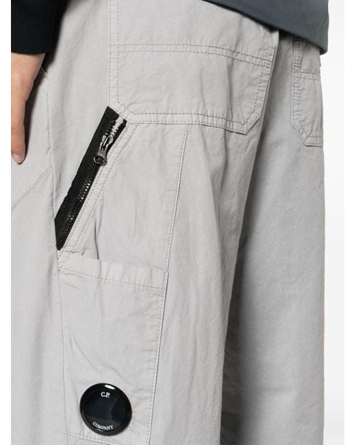 C P Company Gray Lens-detailed Straight-leg Trousers for men