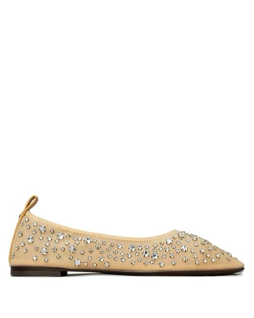 Tory Burch レディース ナチュラル ラインストーントリム フラット