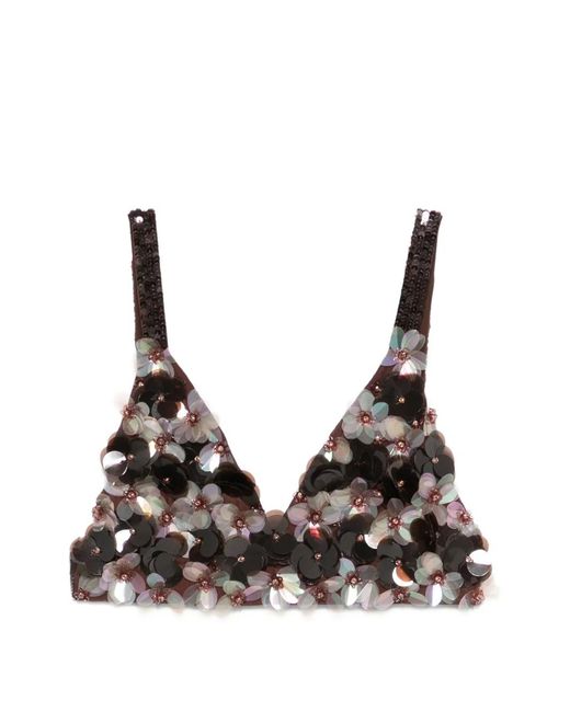 P.A.R.O.S.H. Black Sequin-Embellished Top