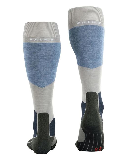 Falke Blue Geometric-Pattern Ski Socks