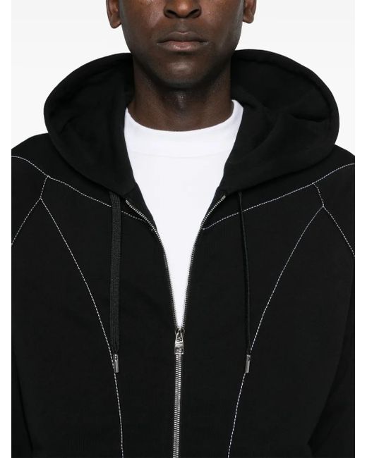 McQueen Black Contrast-Stitching Hooded Jacket for men