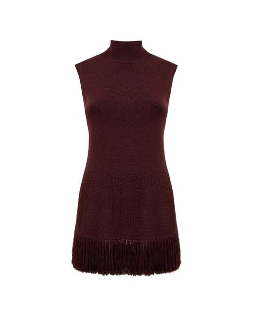 Clea Purple Tiama Fringe-Hem Sleeveless Knit Top