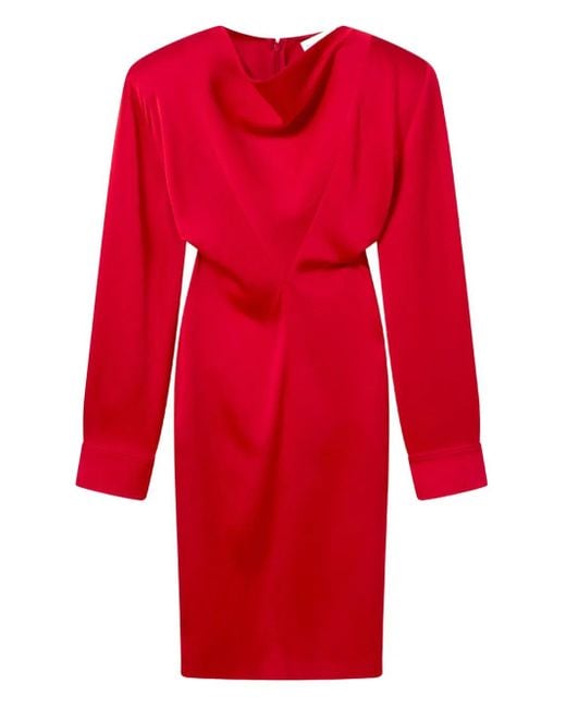Stella McCartney Red Midi Dress With Ring Neckline And Long Sleeves